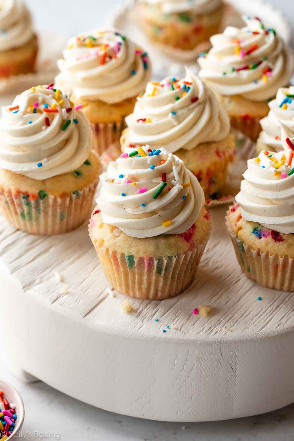 funfetti cupcakes with cream cheese buttercream.